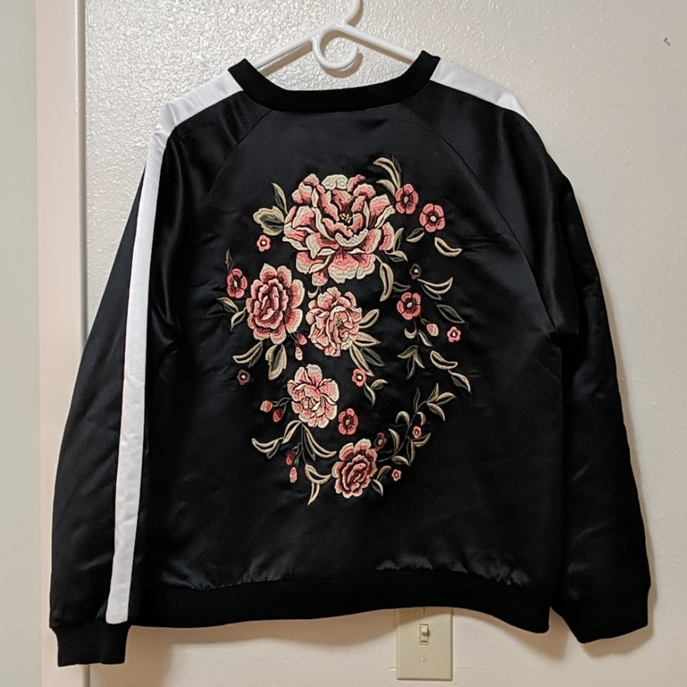 Black Satin Bomber Jacket